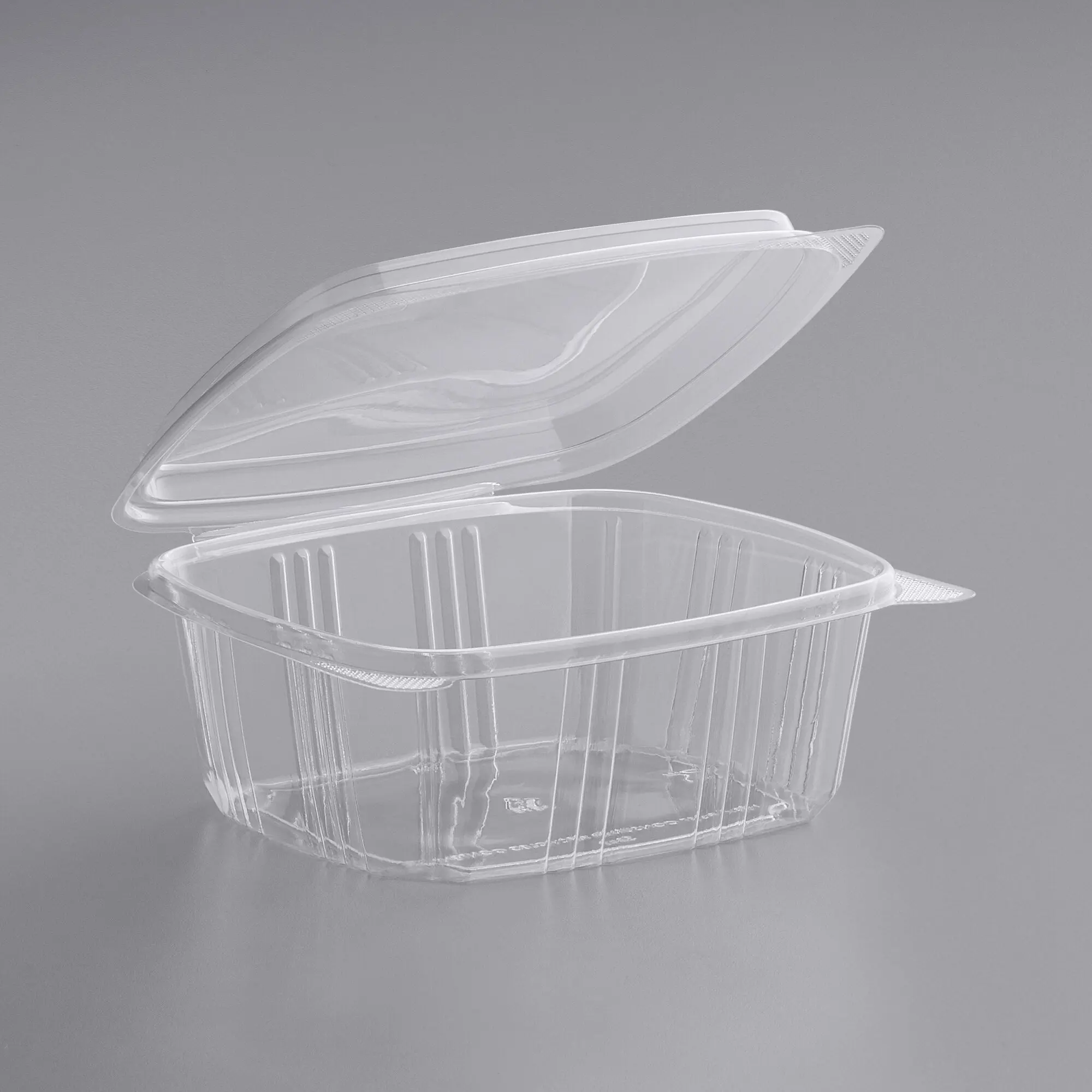 Manufacturer 24 oz  Clear RPET Tall Hinged Deli Container with Domed Lid Disposable Clamshell Plastic Food Container for Salad