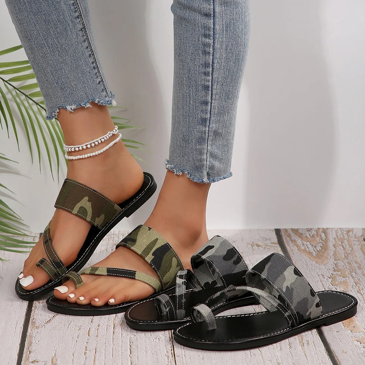 Foreign trade 2024 summer new design high quality flip-flops set toe breathable flat fashion retro lady slippers slides sandals