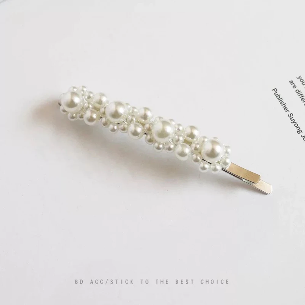 Large Wedding Hair Pins Elegant Rhinestones Barrette for Women Fashion Accessories Girls Hairpin Pearl Hair Clips