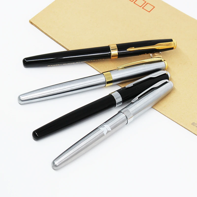 Black Silver Ball Point Pen Luxury Heavy Custom Logo Advertising Premium Gift Metal Pen