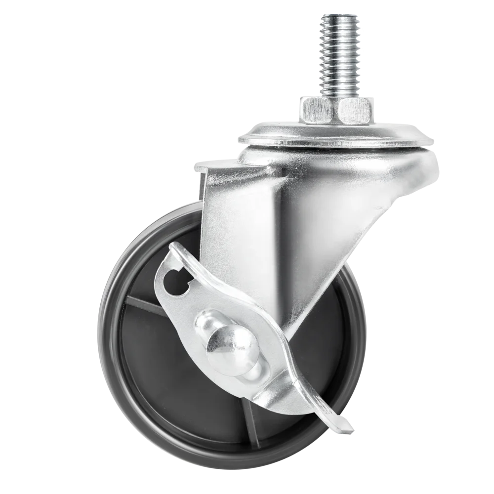 Small Caster Wheel 1.5 Inch PP Rueda Black Swivel Furniture Castor with Screw and Brake