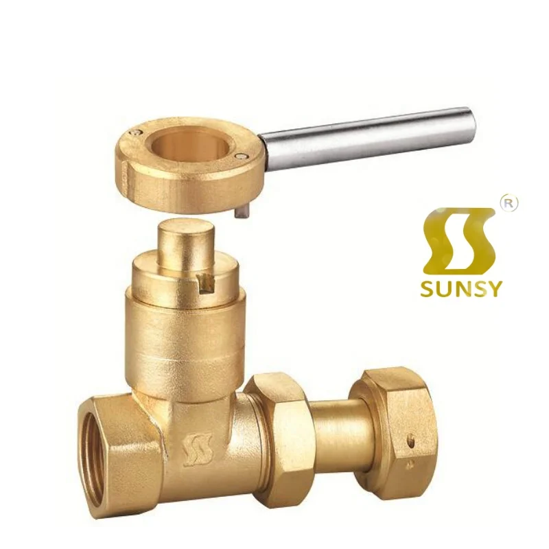 Yuhuan shunshui sunsy factory 2 pieces PN16 CW617N lockable BSP NPT female male end thread brass ball lock valve with handle key