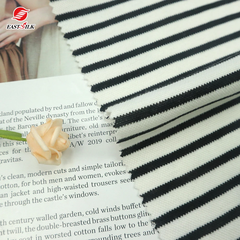 Textiles Wholesale TC cotton polyester knitted jersey stripe ponti punto de roma garments sportswear fabrics for dresses