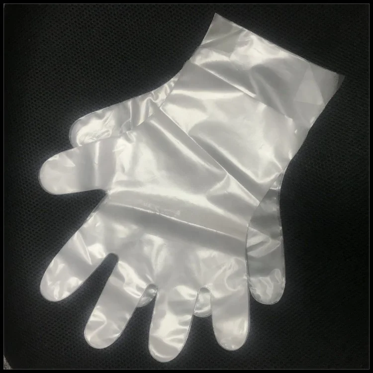The Safety Powder Free Polyethylene Gloves Embossed Grip Black Long Cuff Disposable Kitchen HDPE/LDPE Plastic Glove