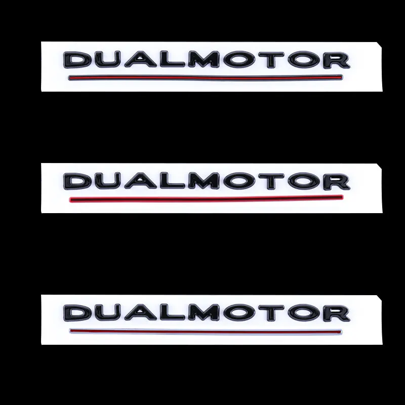 DUAL MOTOR Underlined Letters Emblem for Tesla Model 3 Car Styling Refitting High Performance Trunk Badge Sticker Chrome Black