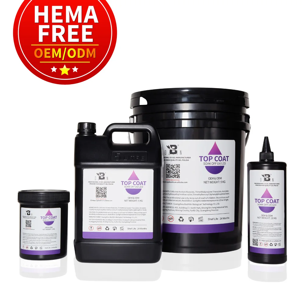 Eu Standard Top And Base Coat Gel Polish 1 Kg Bulk CPSR Certified Top Coat Kg Gel Top Coat No Wipe High Shine