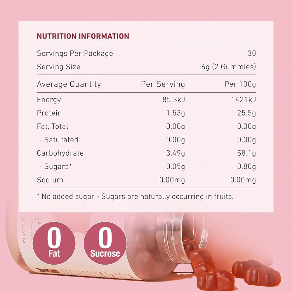 Rose Flavor Marine Hydrolyzed Collagen Gummies Private Label Factory Wholesale Skin Care Antioxidant Health Supplement Natural