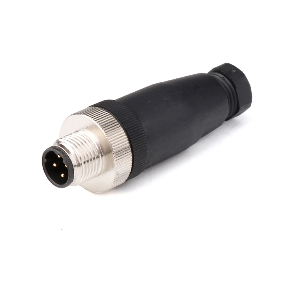 IP67 Waterproof Plastic 4 Pin Pole M12 Circular Connector Cable Rear Female Male Plug Dimensions Wiring with D Coding