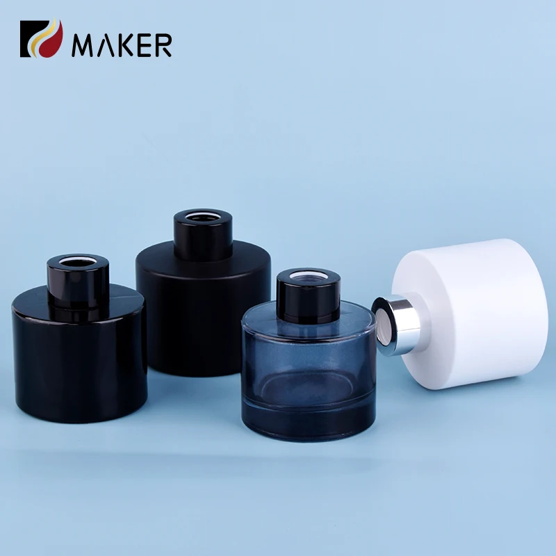 Empty 100ml round reed diffuser aroma glass bottle wholesale simple blue gray black 150ml 200ml empty perfume diffuser bottle