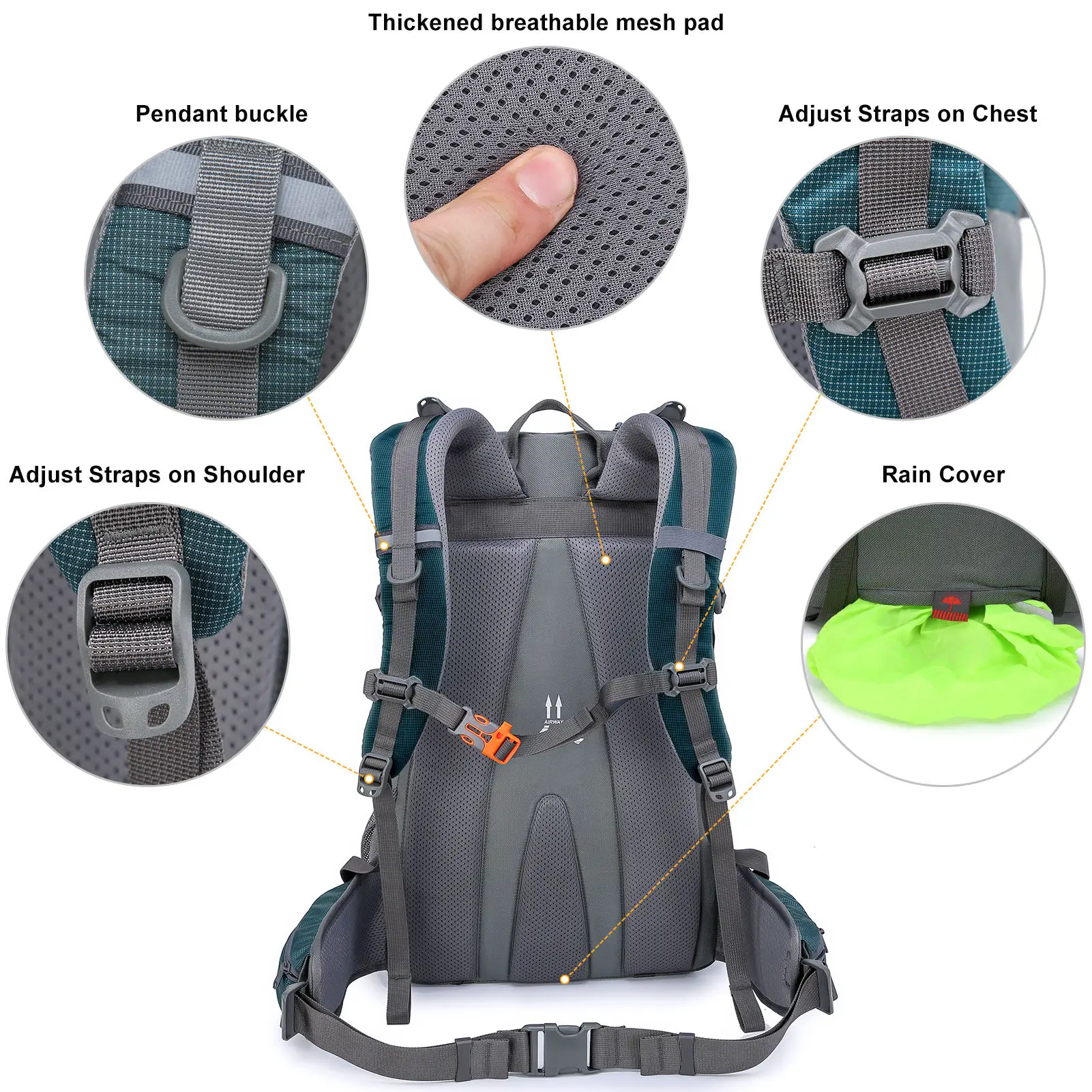 NEW NATURE Nylon Water Resistant Hiking Backpack Lightweight 40L Outdoor Sports Trekking Backpack mochila de senderismo