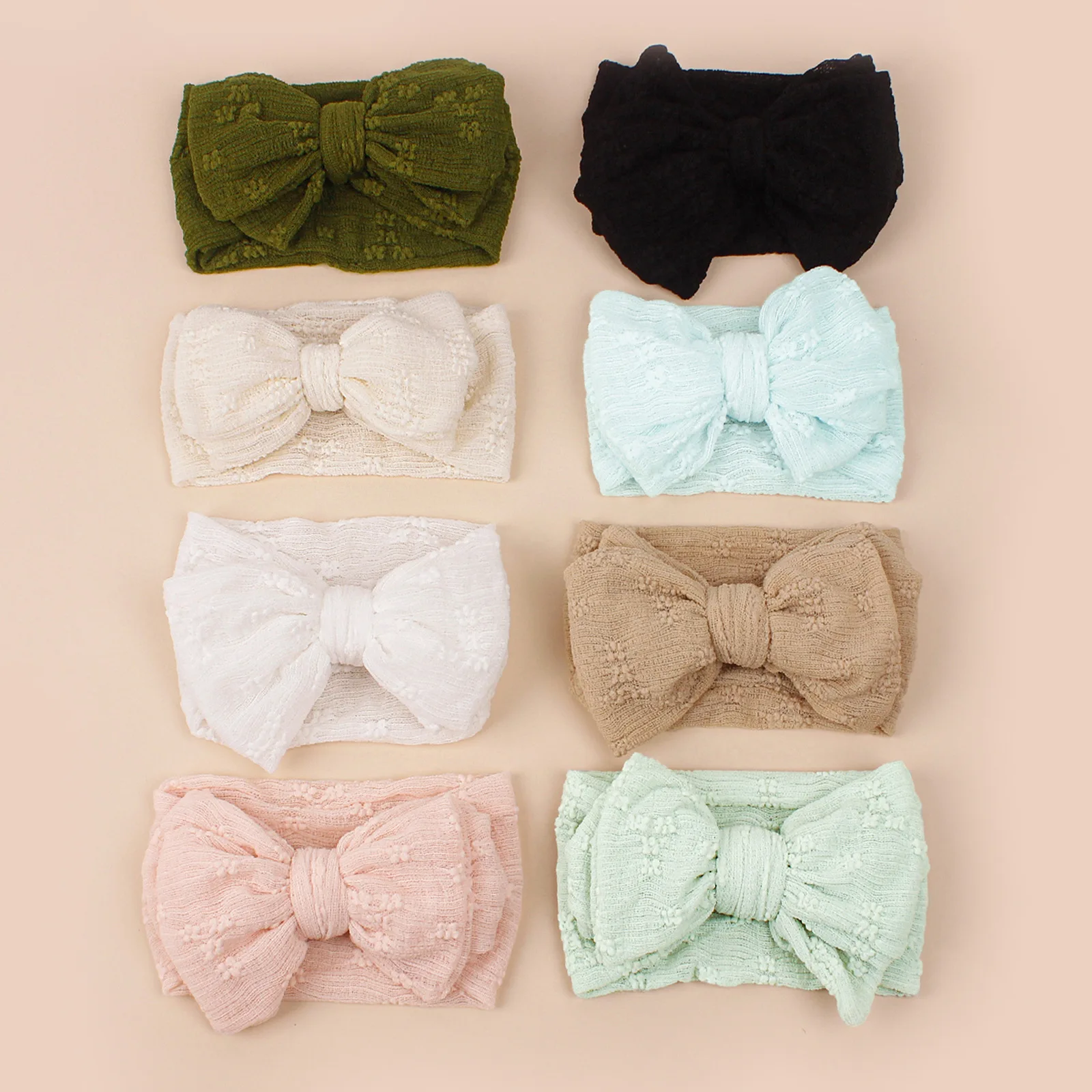 Baby Girls Nylon Knit Headbands Infant Toddler Solid Colors Top Knotted Baby Turban Headbands