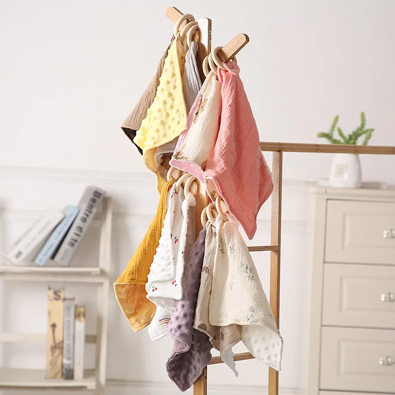 Ins Hot Muslin Towel Minky Dot Baby Comforter Sleeping Toy Gift Baby Cotton Blanket Custom Wholesale Baby Security Blankets