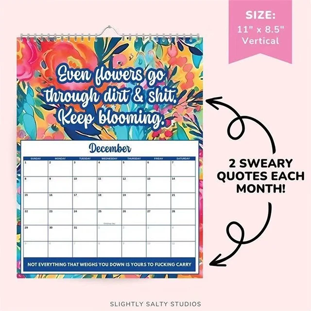 2024 Funny Mental Health Wall Calendar 12 Month Monthly Calendar Writing Blocks Twin Wire Bound Desk Calendar