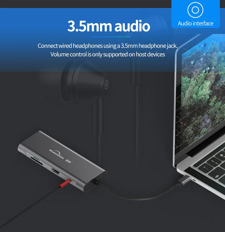 Blueendless 9 Порт Type C USB концентратор с HDTV VGA LAN порт док-станция в 1 взаимный обмен данными между компьютером и периферийными устройствами для