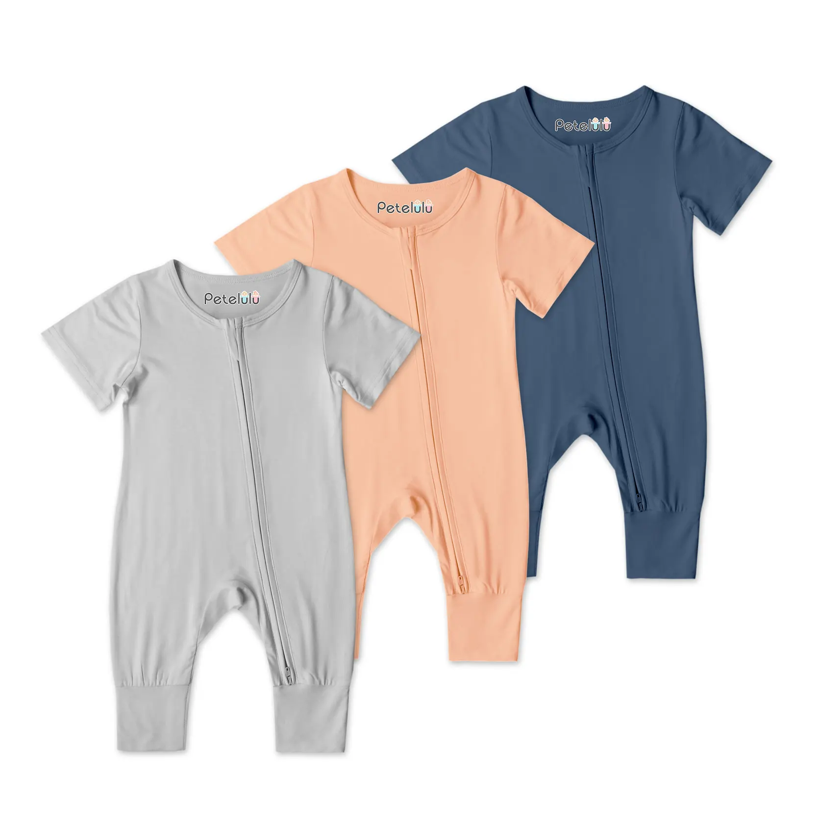 Short Sleeve Baby Romper Unisex  95 bamboo viscose 5 spandex baby Pajamas Zipper Baby Bodysuit