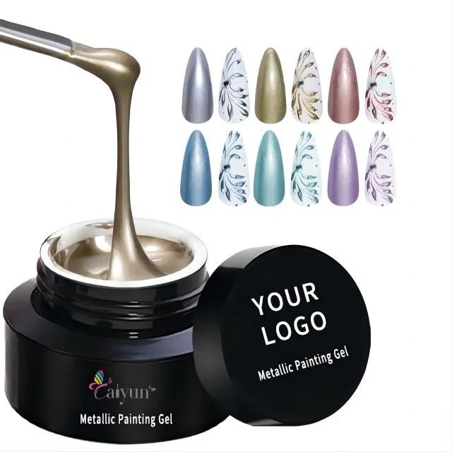 Low Moq Non-wipe Nail Gel Polish Full Color 5ml Soak-off Non-toxic Metallic Painting Gel