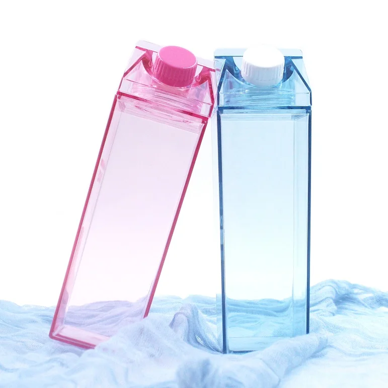 
Milk tea Carton plastic water bottle, BPA Free Square Shape Unicorn milk box bottle 