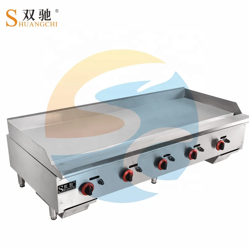Shuangchi commercial kitchen equipment 60 inch grill thermostat control stove gas cooker teppanyaki frying pan gas griddle