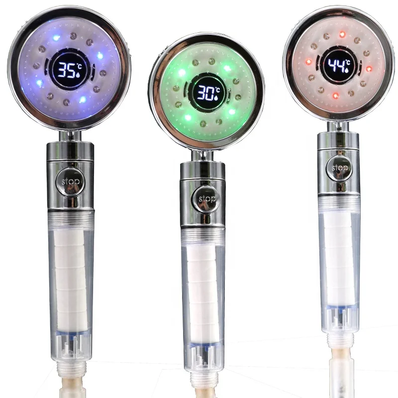 Temperature detectable universal water powered LED showerhead chrome 8008-A36T