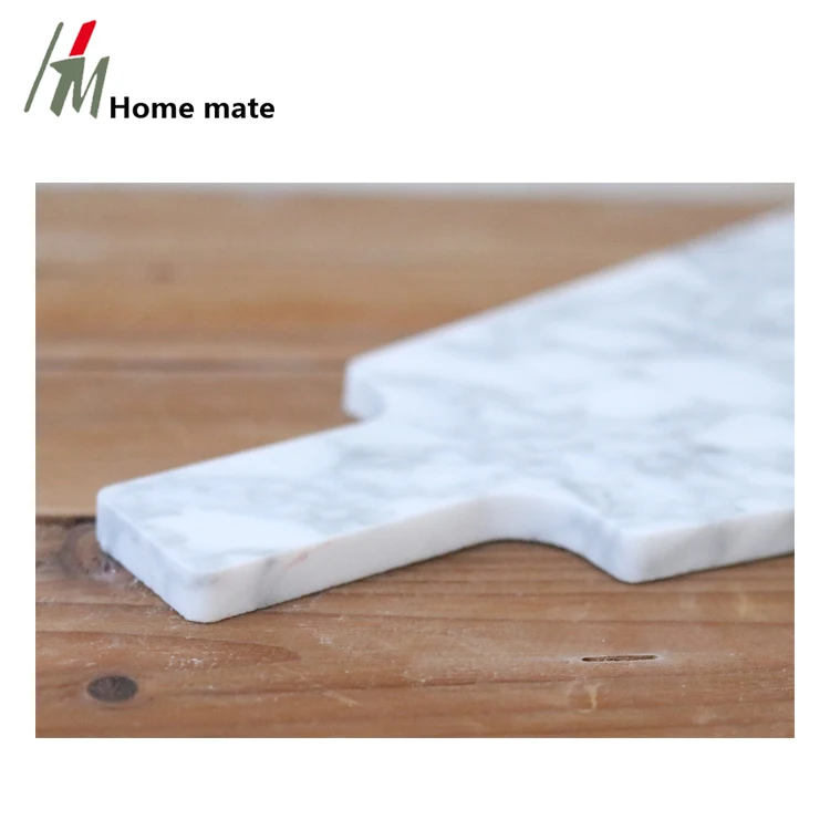 Personalized Marble Cheese Board Versatile White Marble Server Plate With Handle