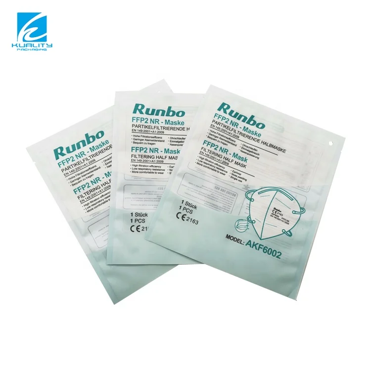 Custom Heat Seal Plastic Face mask Packaging Pouch For N95 N90
