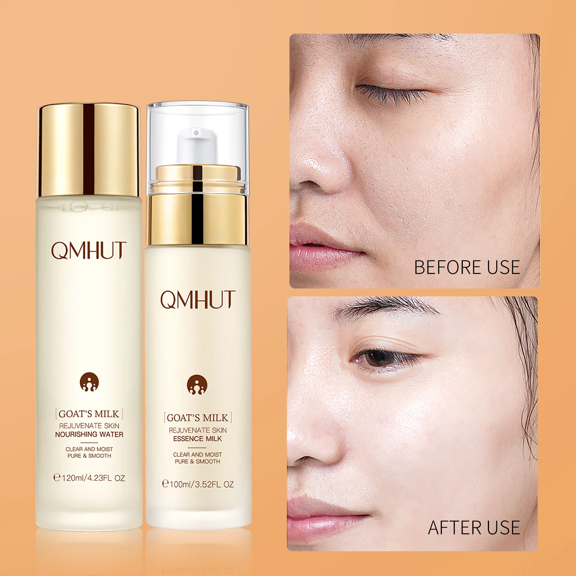Oem Odm Moisturizing Goat Milk Serum Toner Firming Repairing  2 Pack Set Skin Care Kit For Travel