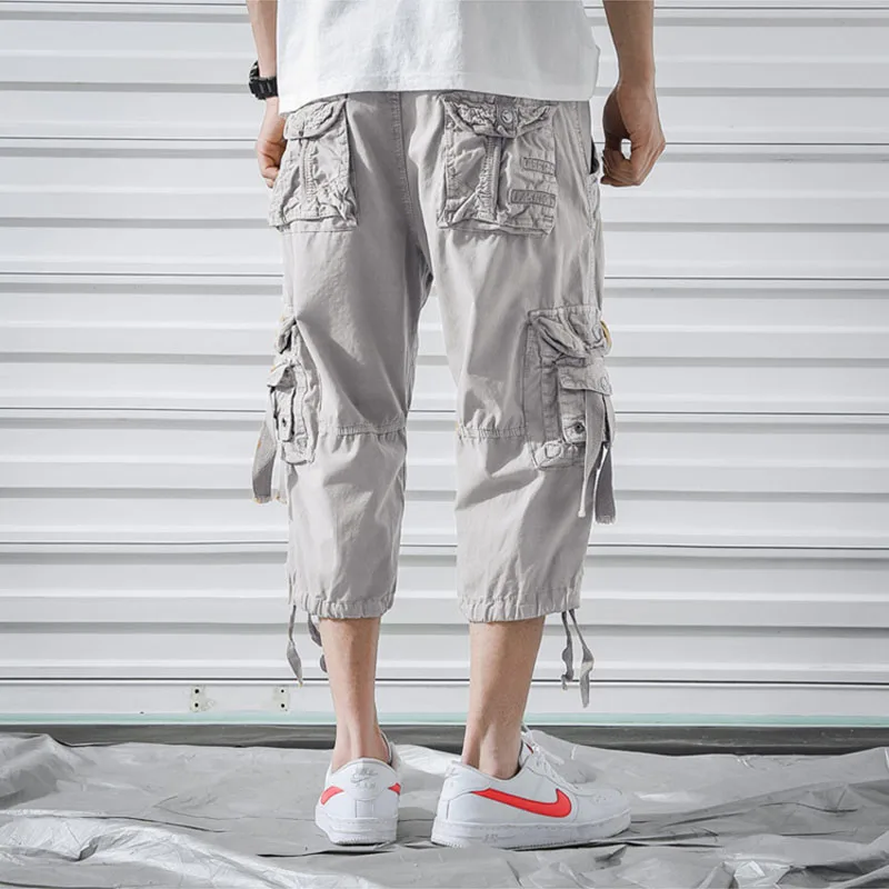 Hot Sales Below Knee  Chino Long Shorts Plus Size Big and Tall Mens Shorts Multi Pocket 3/4 Cargo Shorts