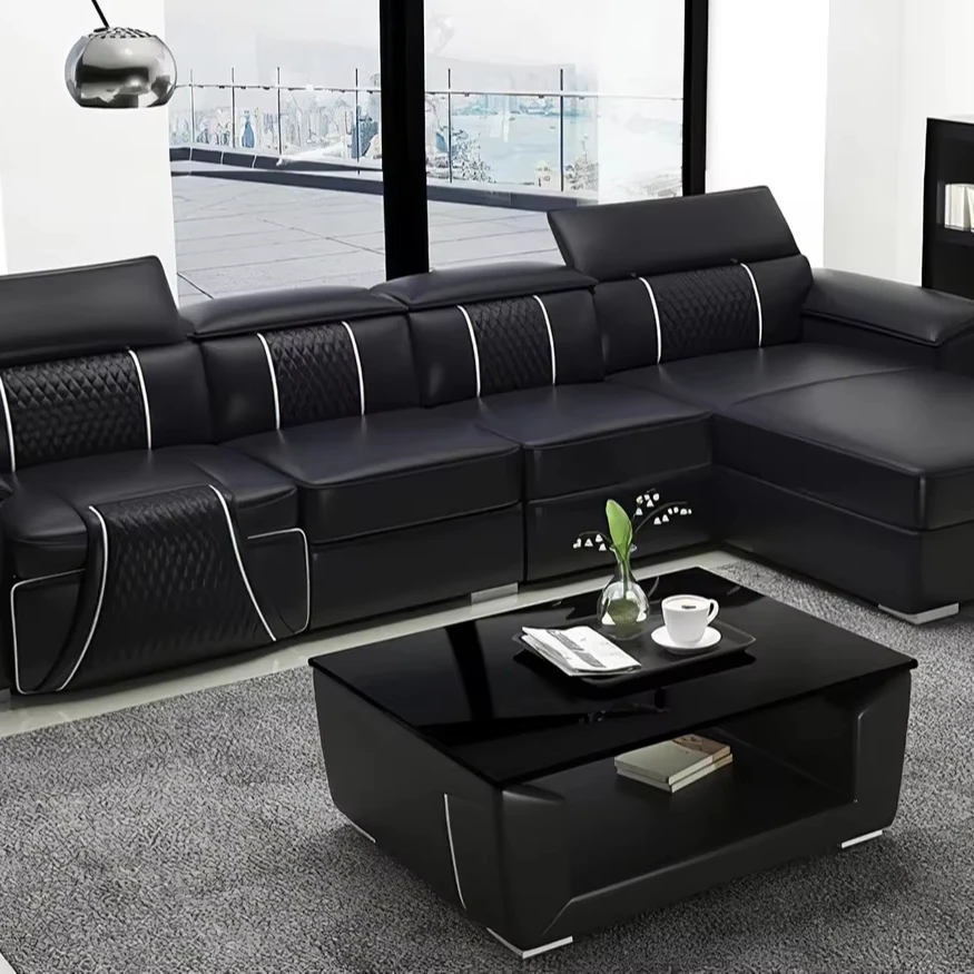 Hot Sale New Design smart european furniture half leather italian leather sofa design