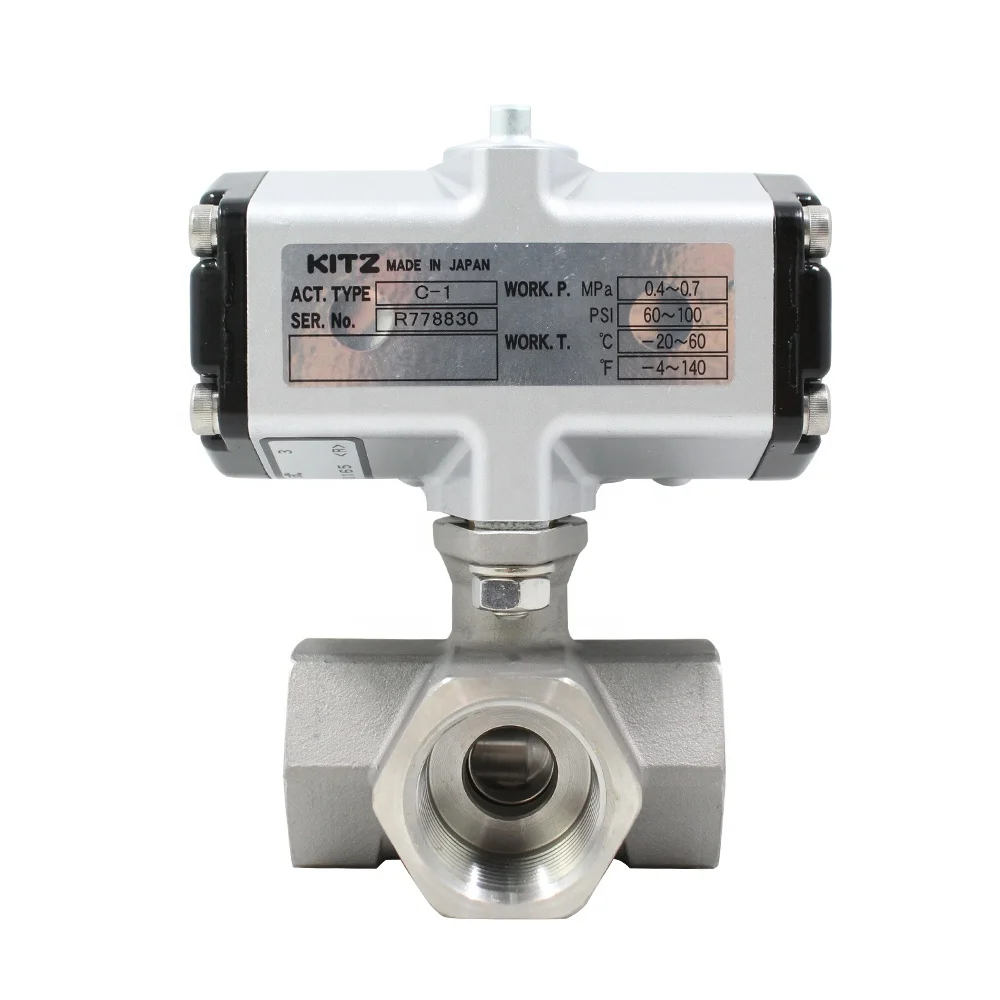 wholesale KITZ C-UTNE 10K CAST STAINLESS STEEL BALL VALVES,WITH PNEUMATIC ACTUATOR 3-WAY 2 SEAT L PORTREDUCED BORE,SCREWED ENDS