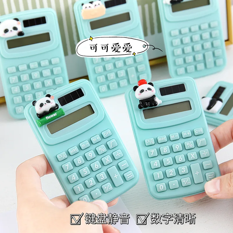 Students cartoon cute kawaii panda design pocket mini calculator for school