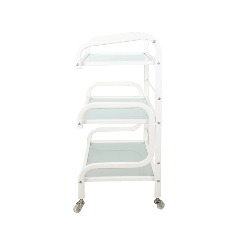 cheaper Glass beauty trolley. the tray is glass and the framework is iron . very durable salon tolley