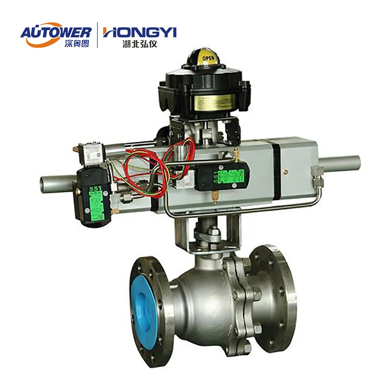 DN50-DN200  stainless steel carbon steel automatic Pneumatic Control 3PC Ball Valve  for petrochemical industry