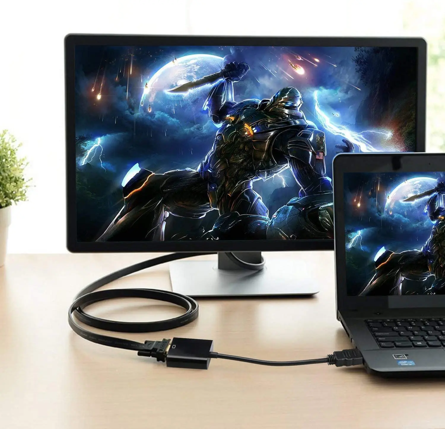 HDMI to VGA Connects Adapter,Gold-Plated HDMI Male to VGA Female Adapter for Computer,Projector, HDTV