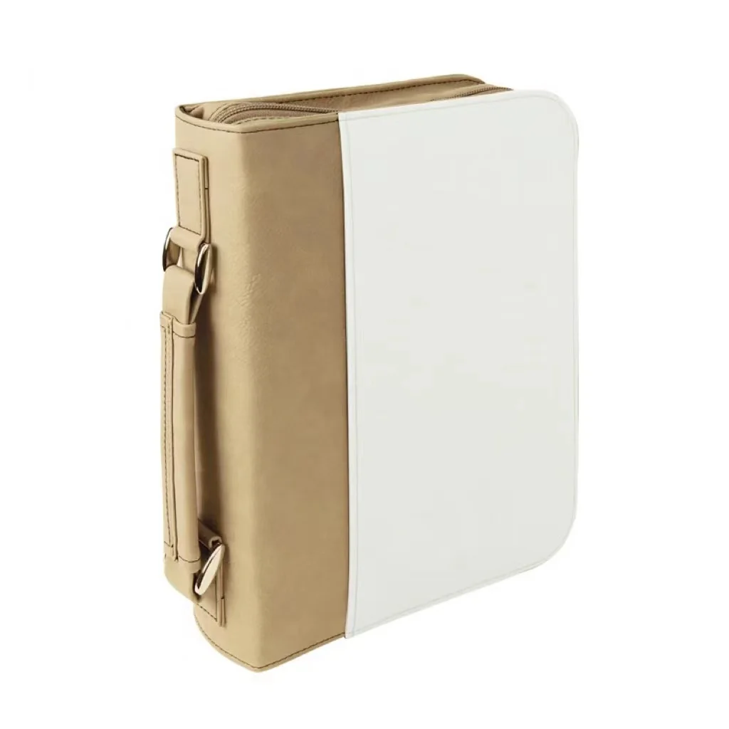 BSCI custom popular church crazy horse pu leather woman man printed  durable bible tote book cover case bag with pen holder
