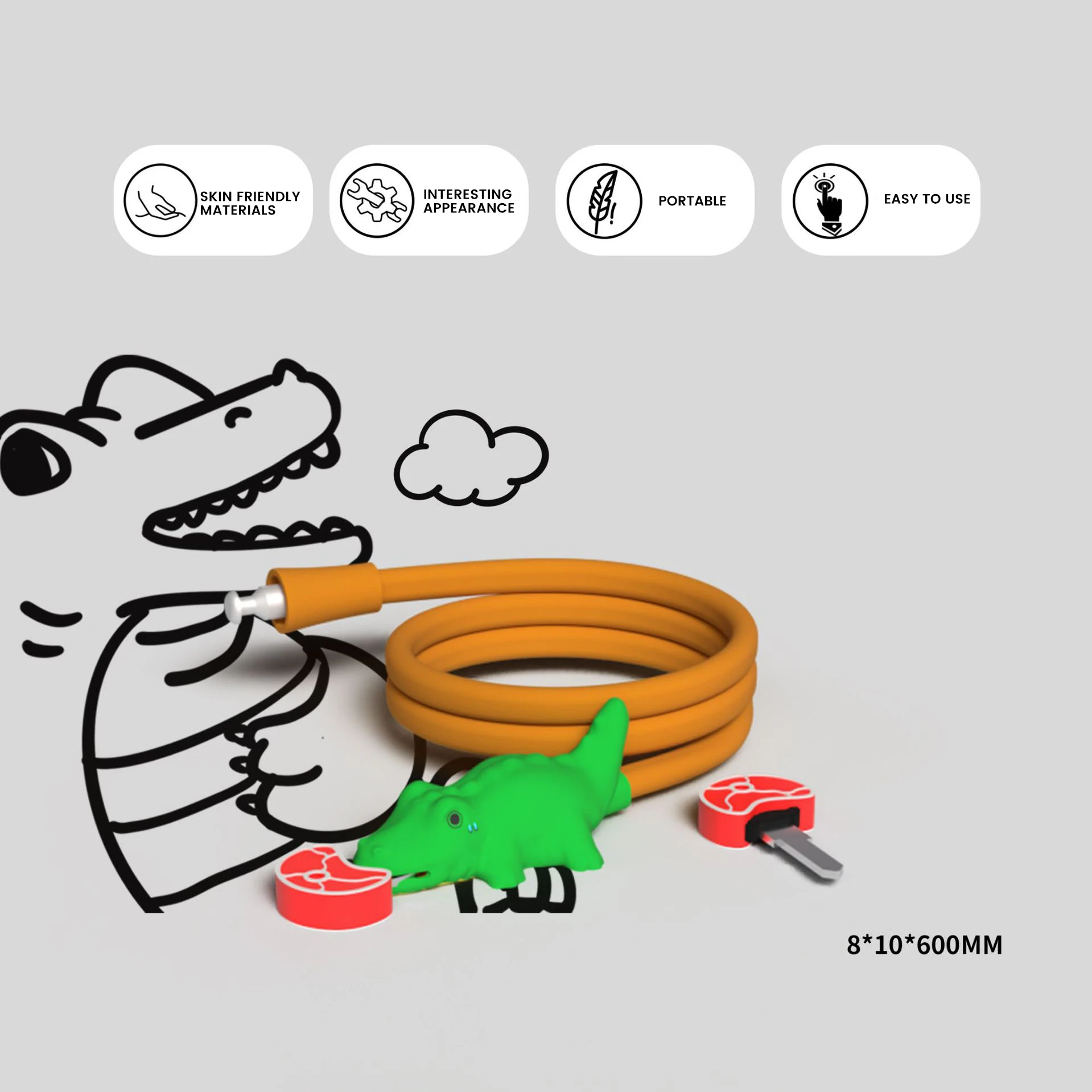 Cute animal shape Environmental protection silicone tape scooter  Anti theft kids bike lock