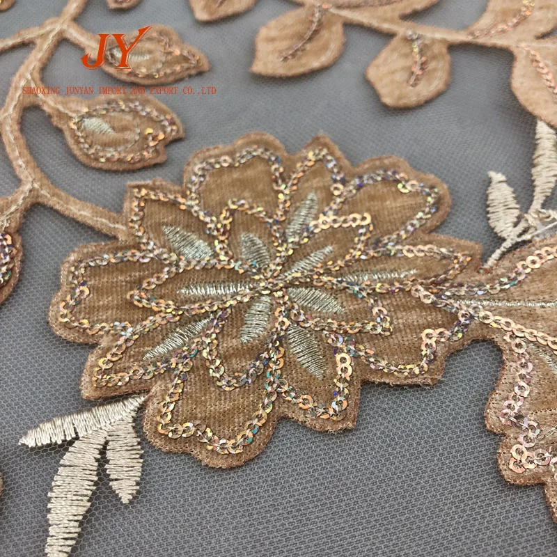 
Africa 4 Way Stretch Velvet floral lace velvet fabric embroidery with sequins for dress 