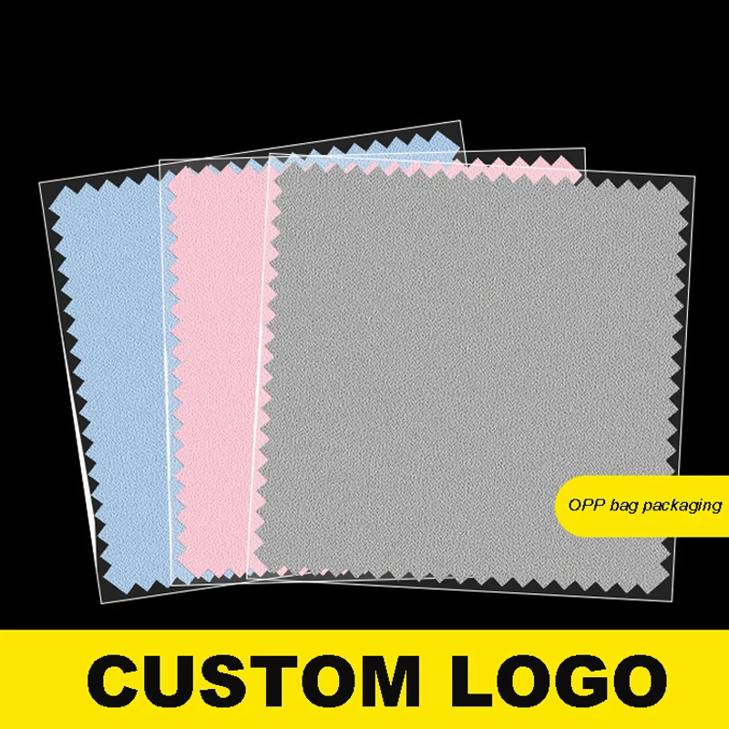 Custom Logo High Quality Silver Microfiber Polishing Pink White Green Cloth Jewelry Microfiber Jewelry Cleaning Polishing Cloth