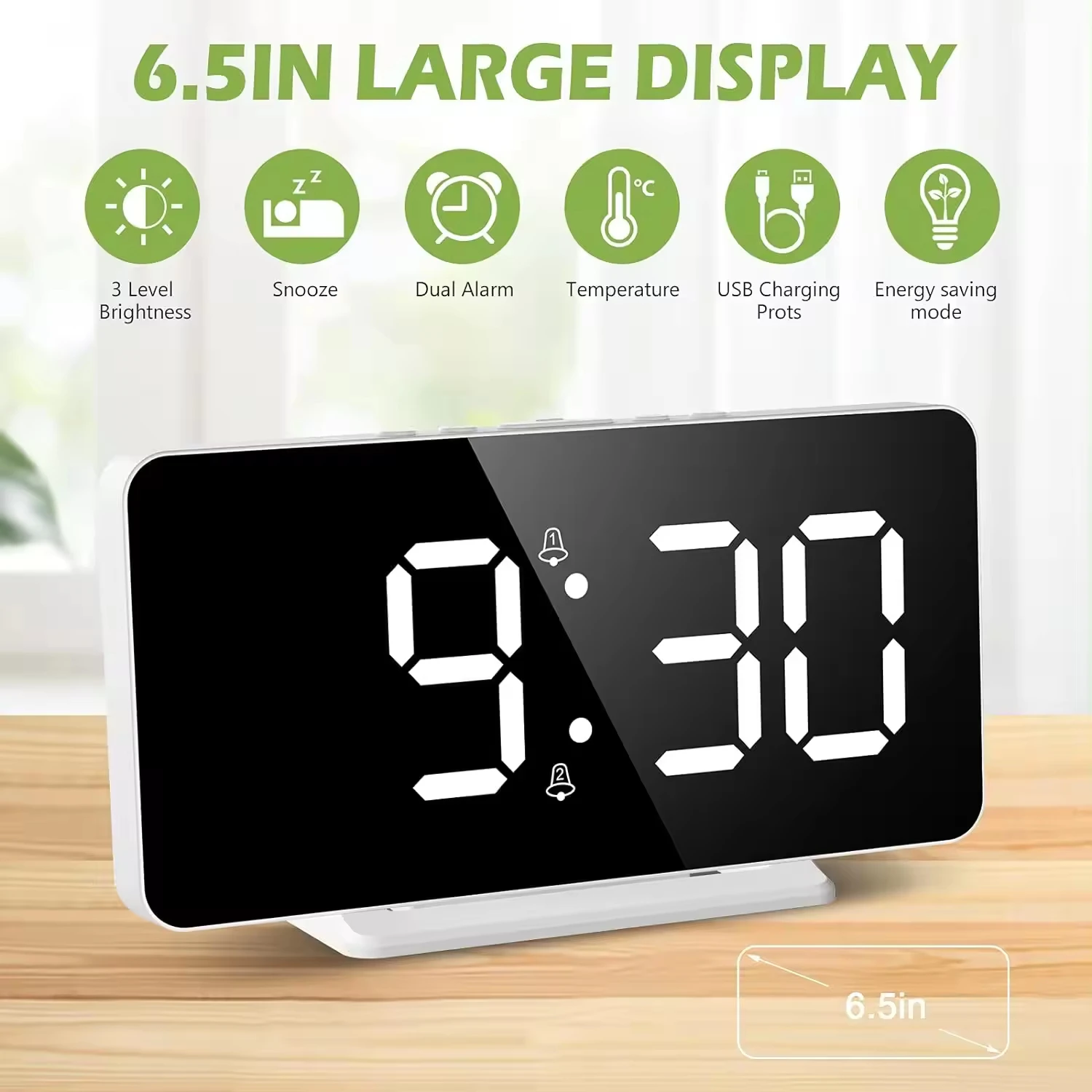 The most popular calendar temperature digital desk table wall clock led mirror alarm clock