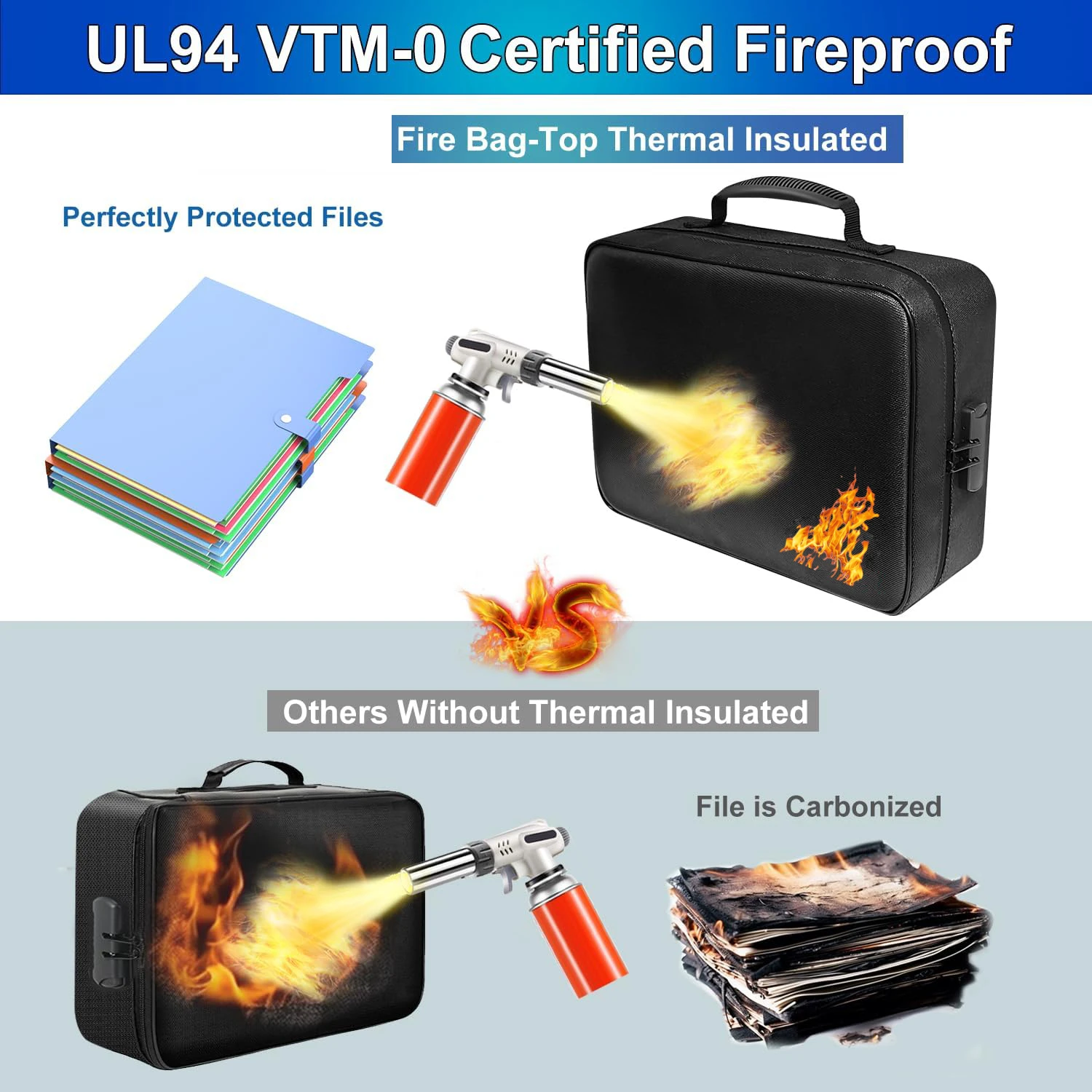 File Organizer Box Bills Classification Safe Document Storage Box For Hanging Fireproof Folder Fireproof Pouch