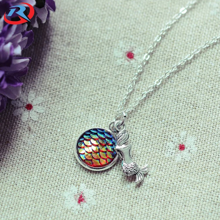 wholesale  mermaid  series  metal  gemstone   pendant