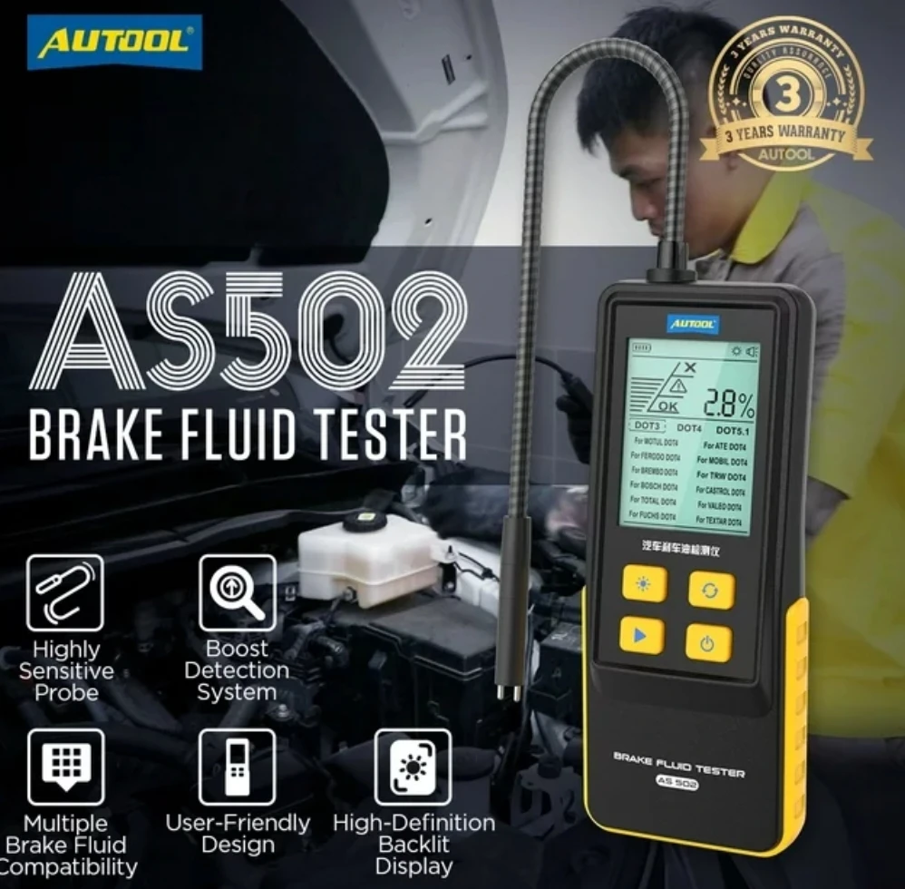 The Best Quality Auto As502 Universal Car Brake Fluid Liquid Oil Tester For Cars