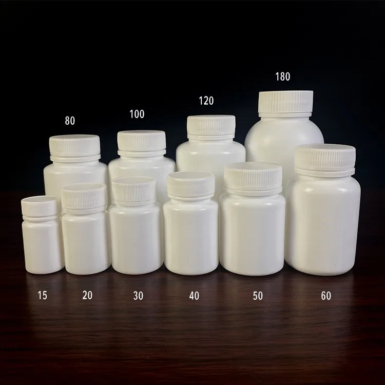 15ml-180ml Original Factory HDPE PET White Opaque Plastic Wide Mouth Medicine Capsules Container Pill Bottle with Screw Cap