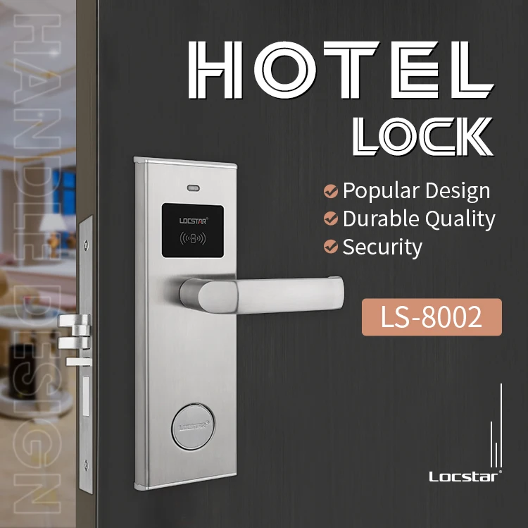 Locstar Digital Ic Card Hotel Fashion Key Safe Mortise Aluminium RFID Electronic Door Lock With Free Management Software System