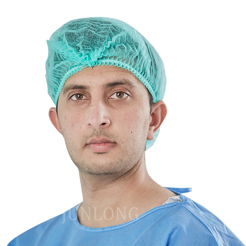 Junlong Non-woven Disposable Clip Cap for Cleanroom Hairnet Nonwoven Bouffant Hair Cap For Food Industry