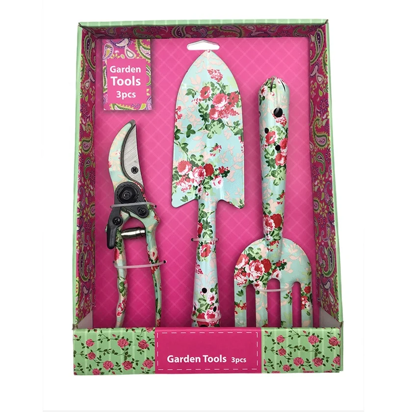 Креативные женские садовые комплекты Железный цветочный узор садовый инструмент подарочные наборы из 3 предметов садовый инструмент, подарок на день матери