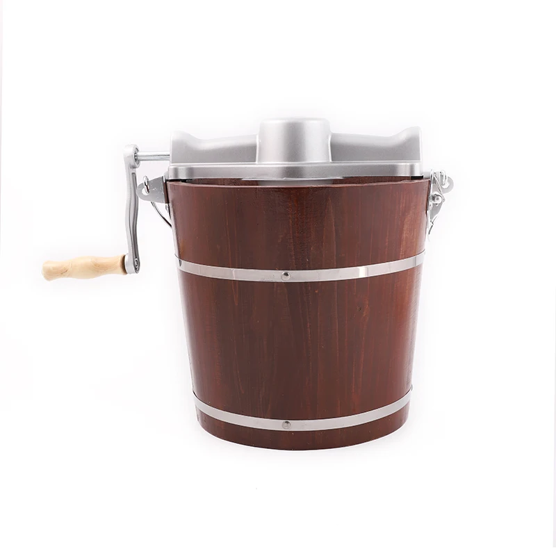 4 QT Durable Manual Wooden Bucket Small Portable High Production Household Outdoor Use Ice Cream Maker