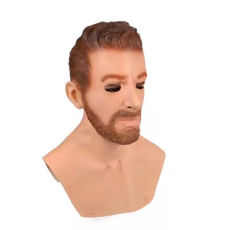 Manufacturer Supply Halloween Realistic Human Face Young Man Full Head Latex Mask