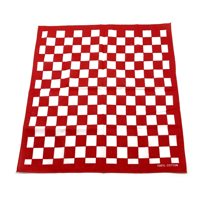 Factory Square cotton bandana digital printing red and white checkered cotton  men square cotton big bandana for sa