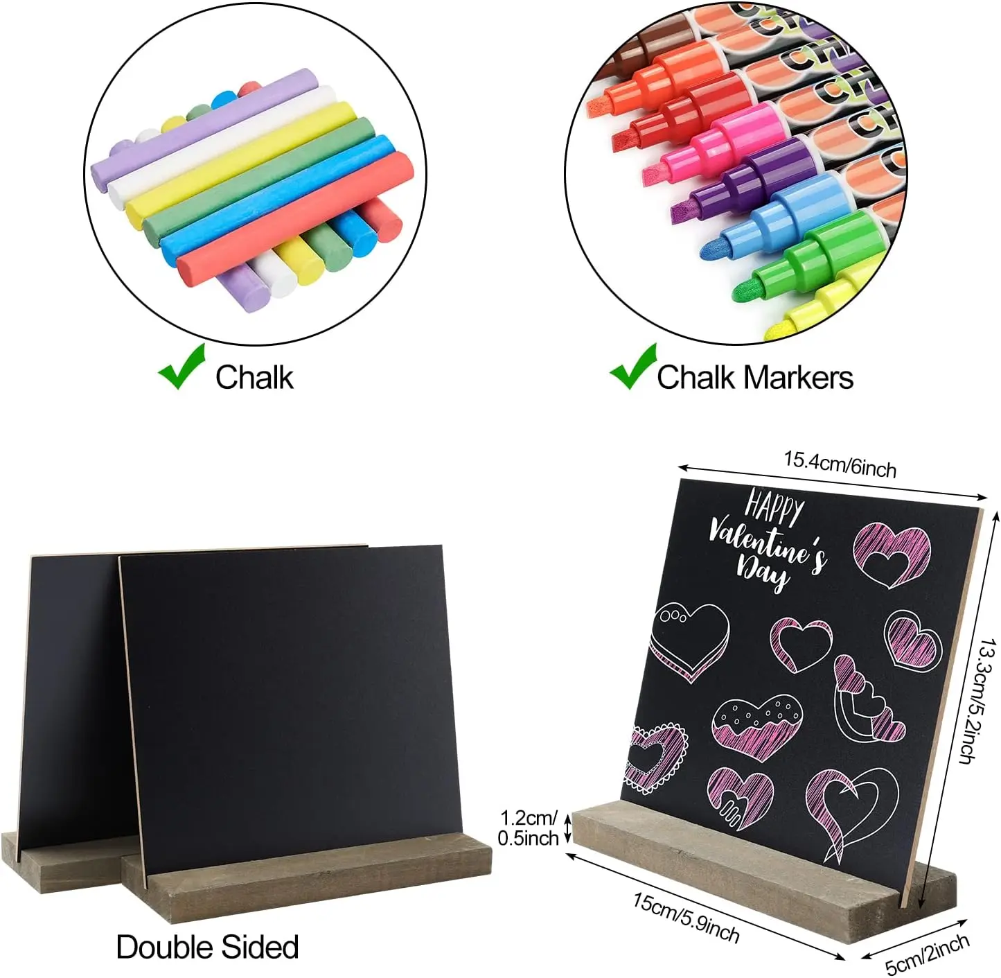 Pack of 8 Stand Chalkboard Small Board for Writing on Double-Sided Slate Buffet Signs Price Tags Stand Drink Card for Birthday