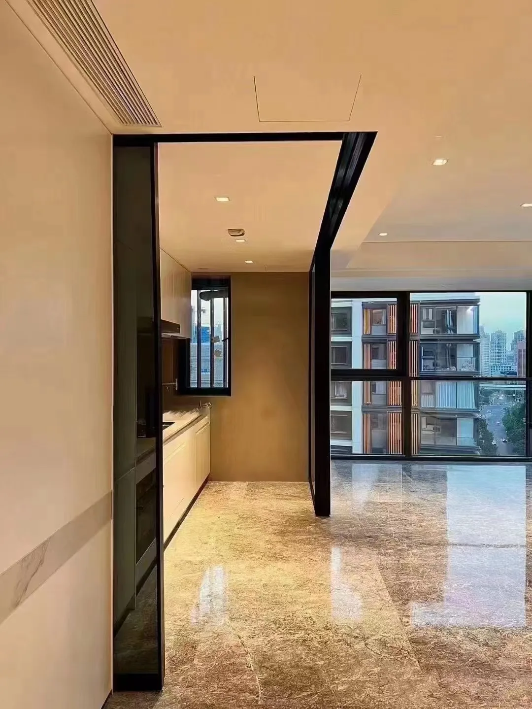 Modern Chinese Sliding Casement Kitchen Windows Double Tempered Glass Soundproof French Style with Louver Curtains Home Bedroom